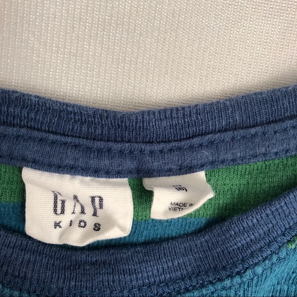 Gap striped turquoise green navy waffle knit thermal shirt M